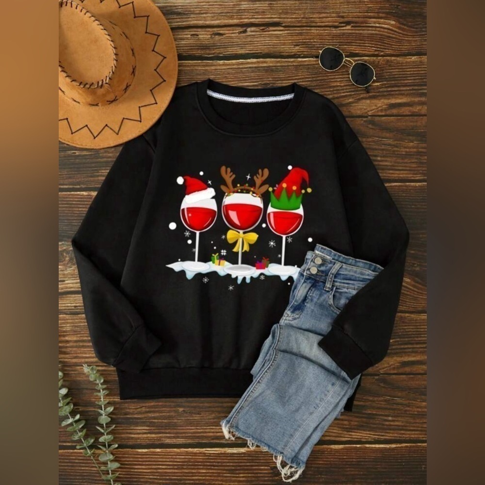 Holiday Cheer🍷! Black Holiday Sweatshirt